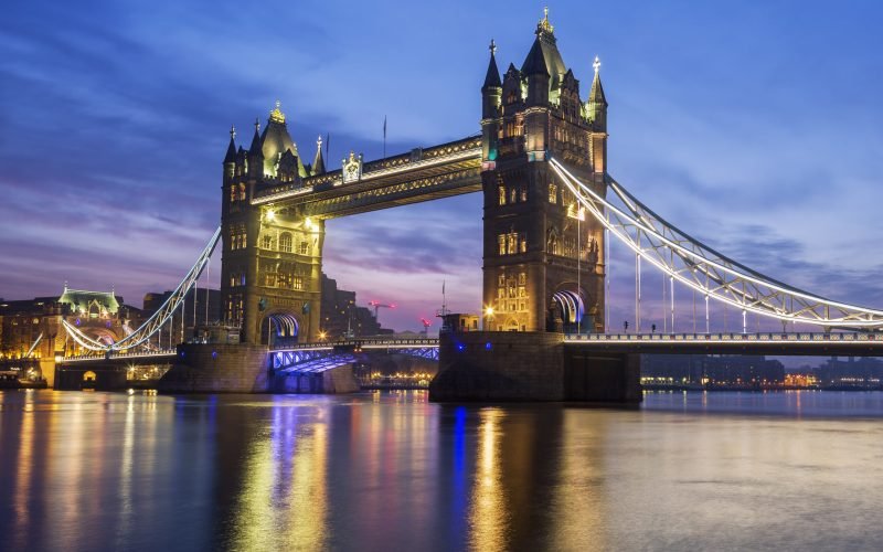 Famous Tower Bridge in the evening, London, England