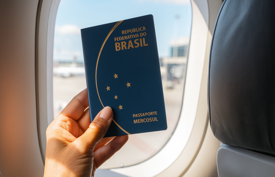Passaporte Brasileiro no Avião